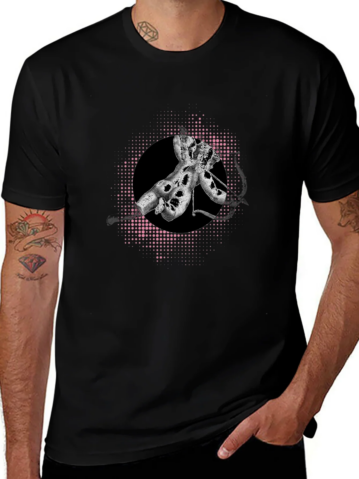 Abstract Graphic Tee - Stylish Mens Black T-Shirt