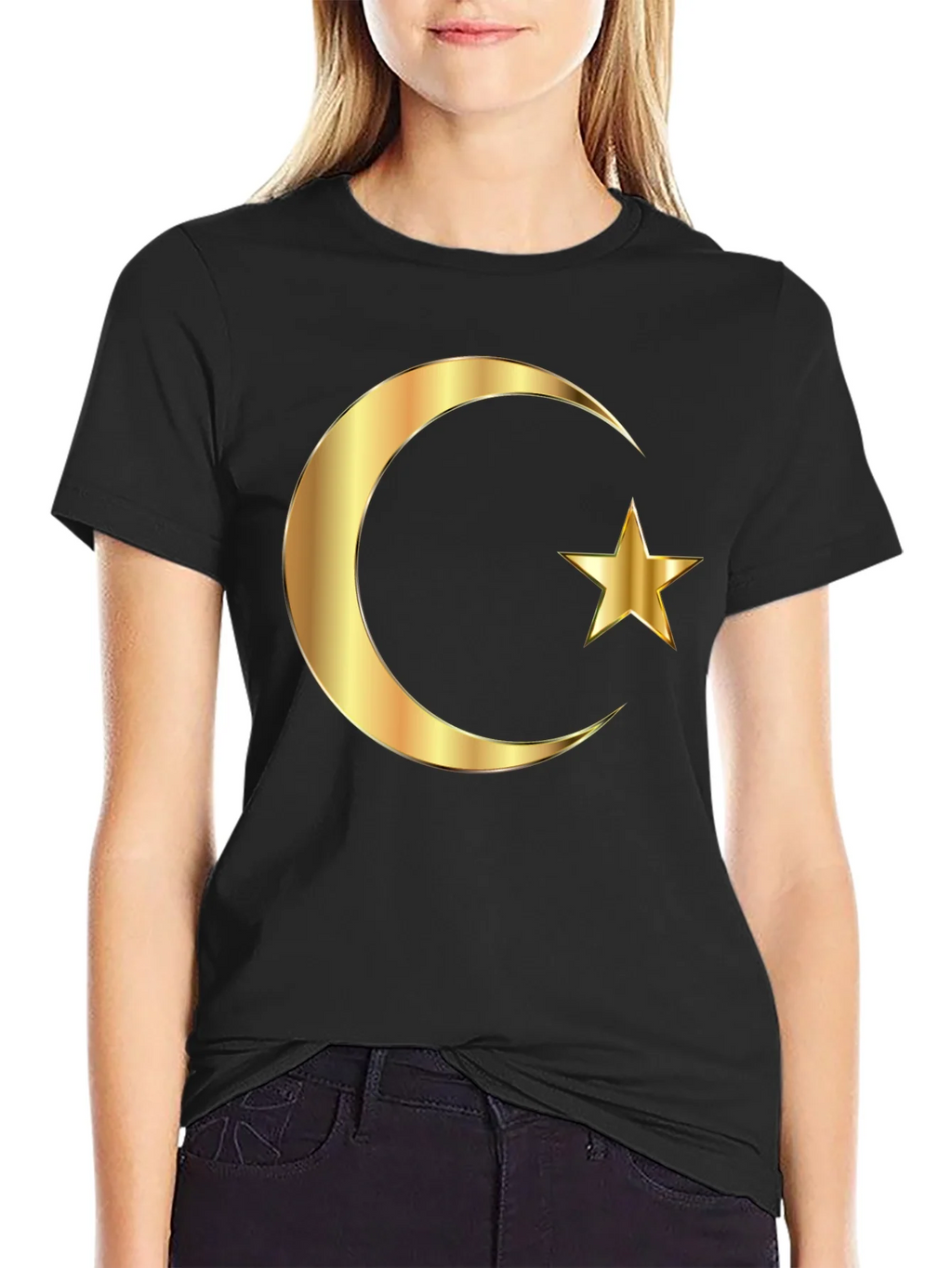 Islamic Crescent Star Graphic Tee - Black