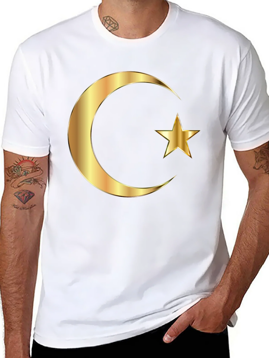 Islamic Crescent Star Graphic Tee - Black