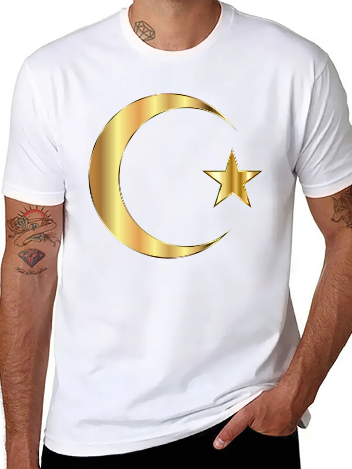 Islamic Crescent Star Graphic Tee - Black