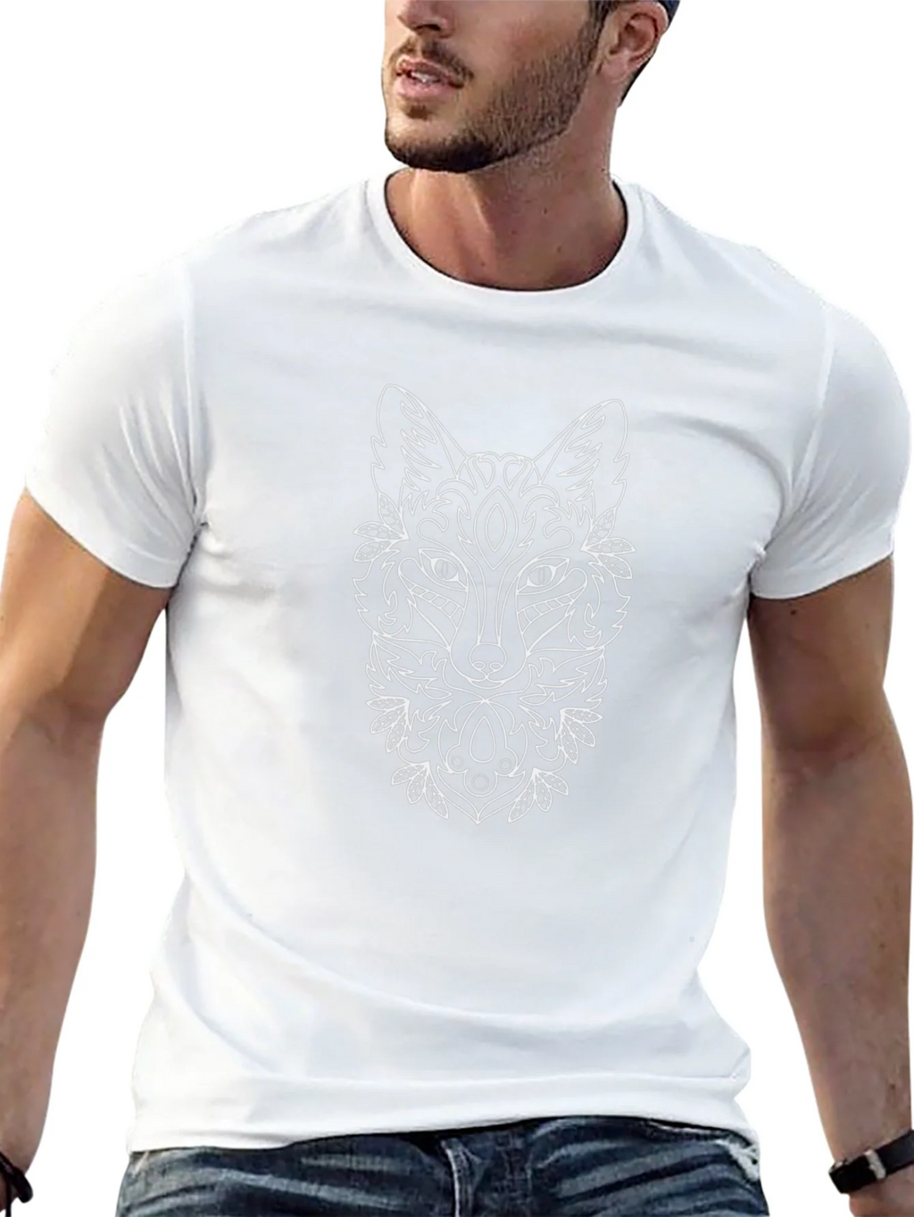 Fox Mandala Graphic Print Black T-Shirt