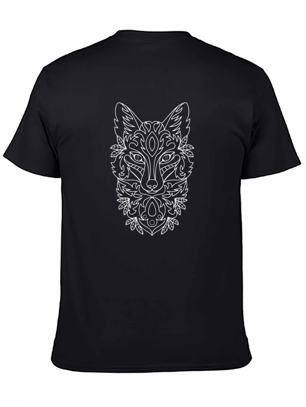Fox Mandala Graphic Print Black T-Shirt