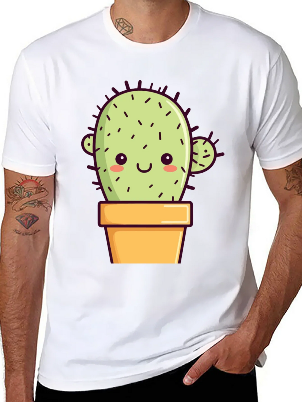 Cute Cactus T-Shirt - Black Cotton Tee