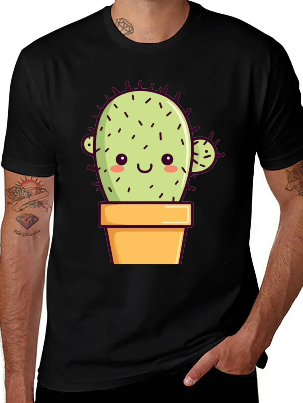 Cute Cactus T-Shirt - Black Cotton Tee
