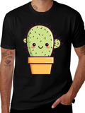 Cute Cactus T-Shirt - Black Cotton Tee
