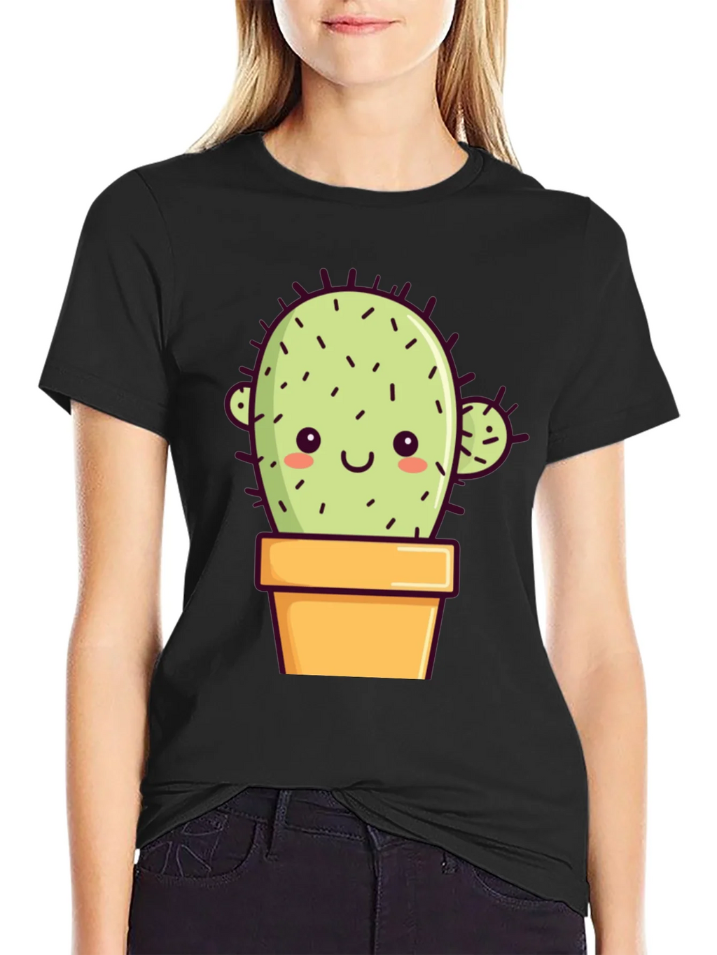 Cute Cactus T-Shirt - Black Cotton Tee