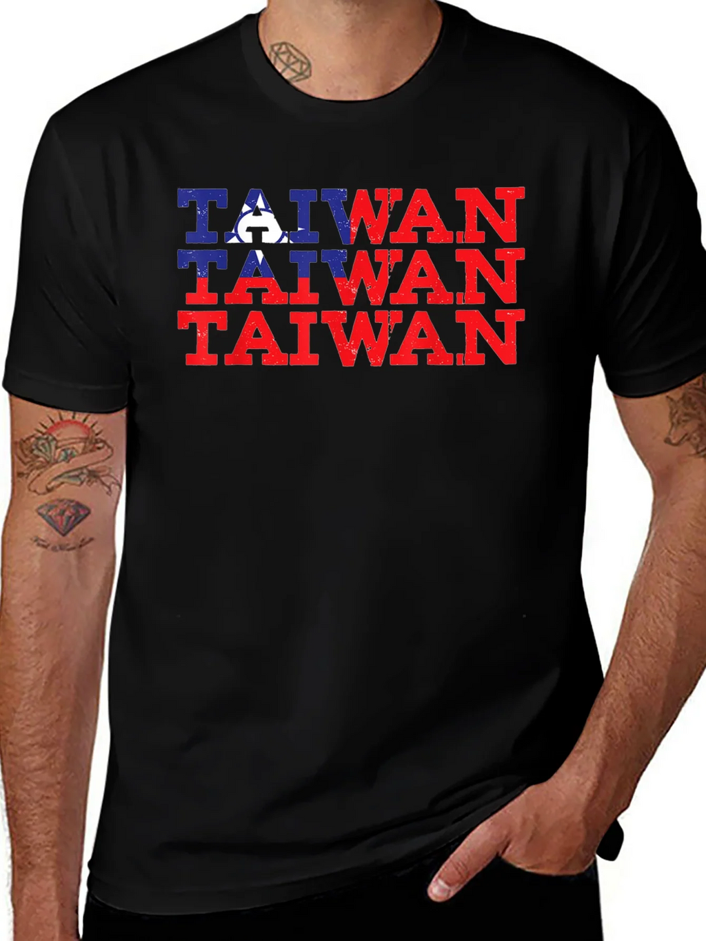 Taiwan Flag T-Shirt - Distressed Patriotic Tee