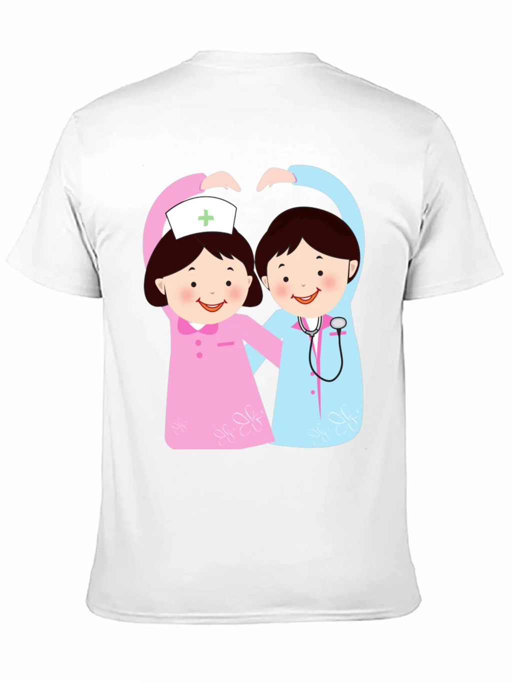 Cartoon Nurse Heart T-Shirt - Black