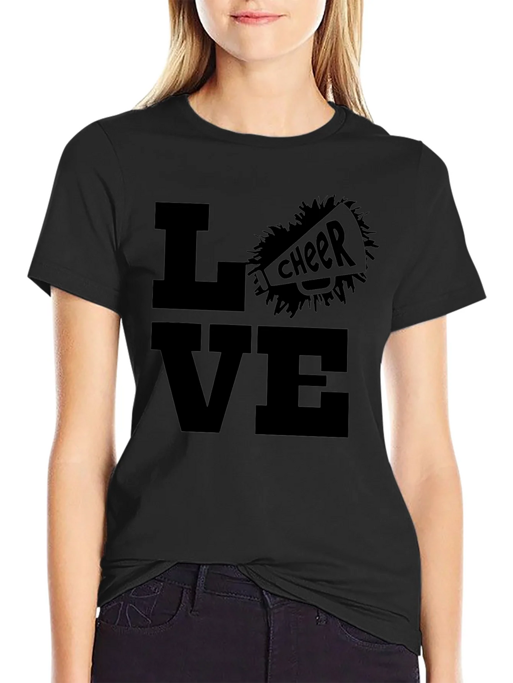 Love Cheer T-Shirt - Black Graphic Tee