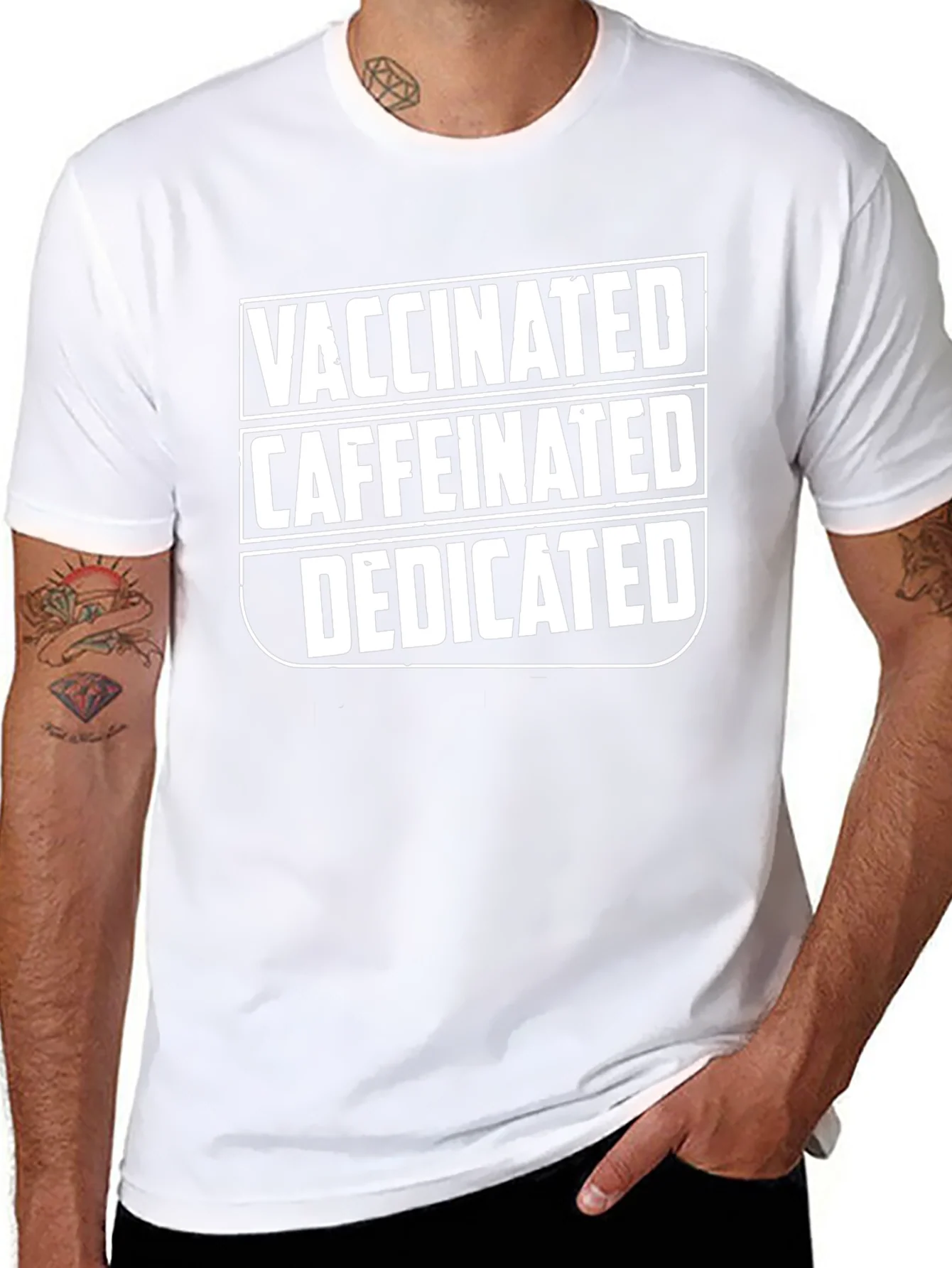 Vaccinated Caffeinated Dedicated Graphic T-Shirt