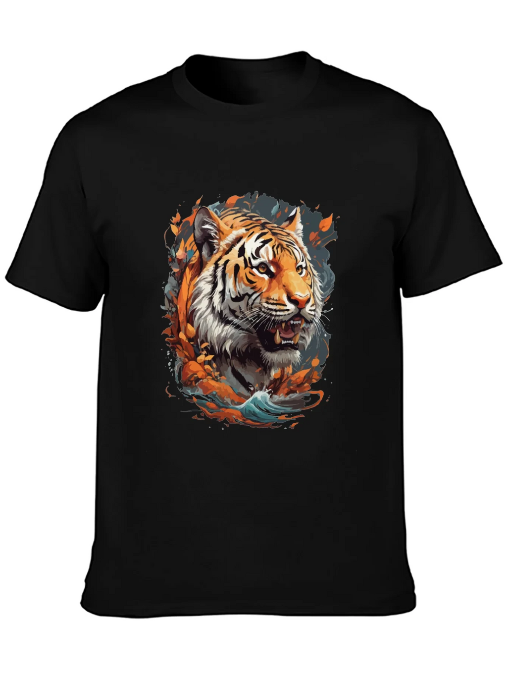 Tiger Graphic Print Crew Neck T-Shirt