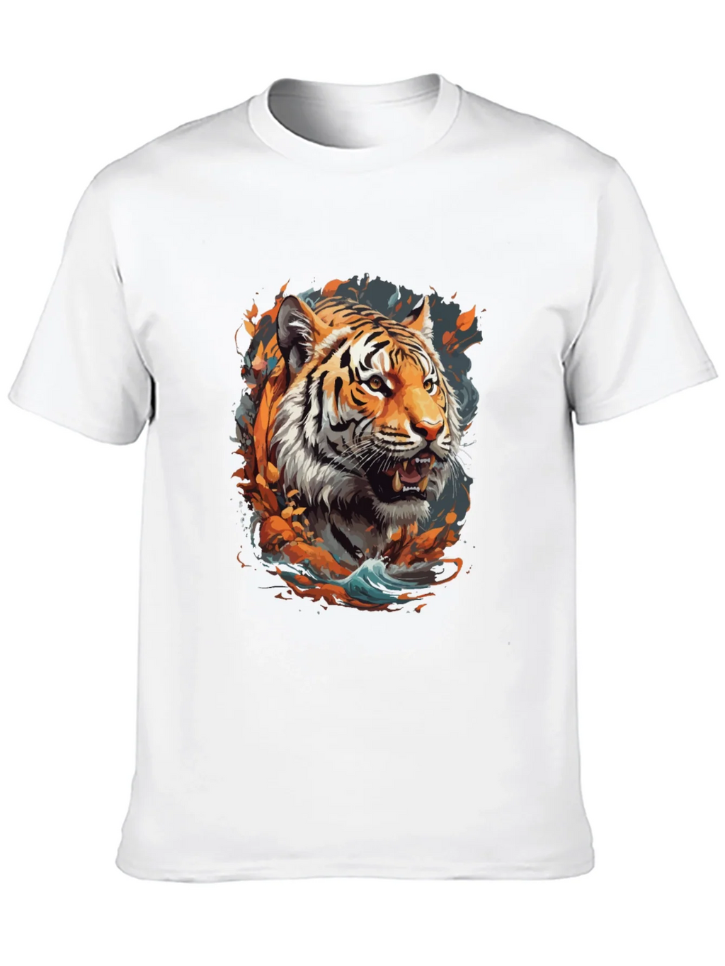 Tiger Graphic Print Crew Neck T-Shirt