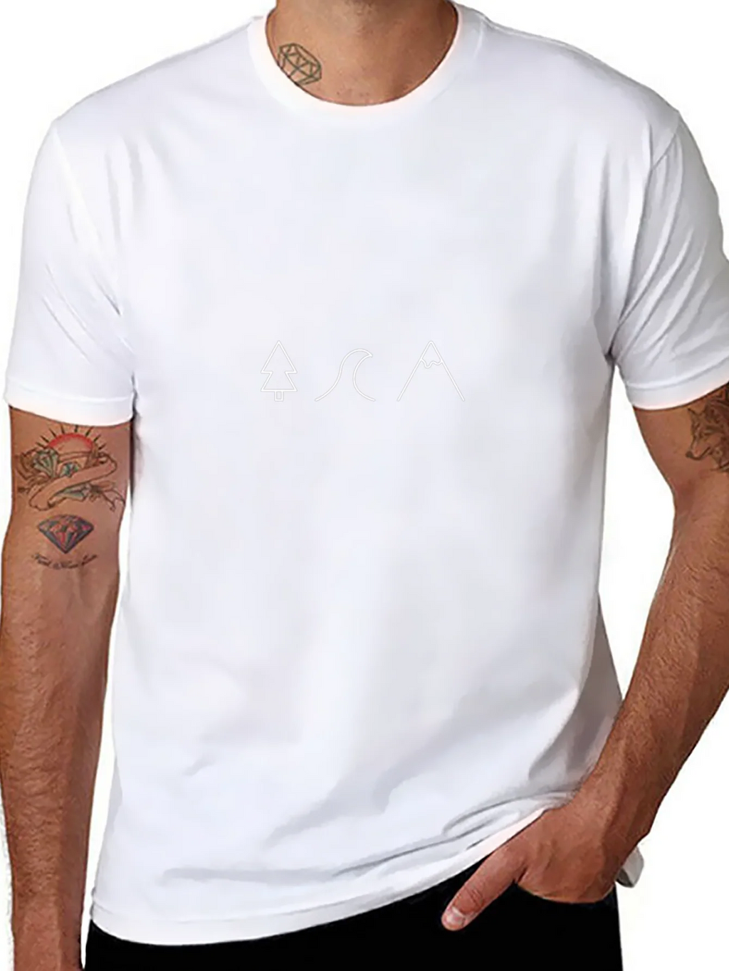 Minimalist Nature T-Shirt - Tree Wave Mountain