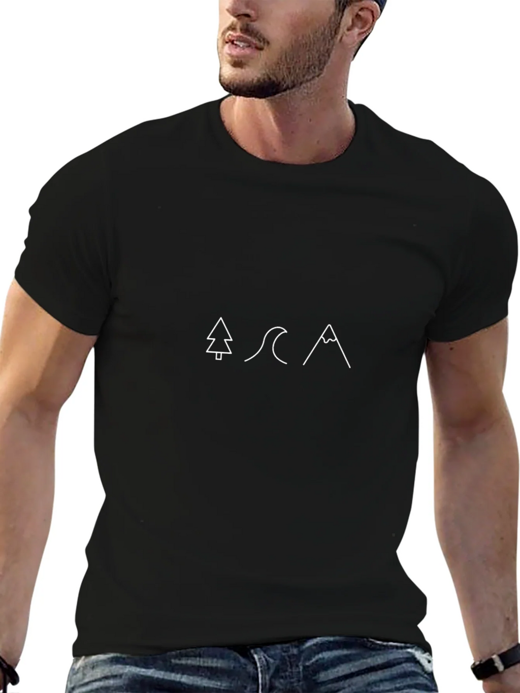 Minimalist Nature T-Shirt - Tree Wave Mountain