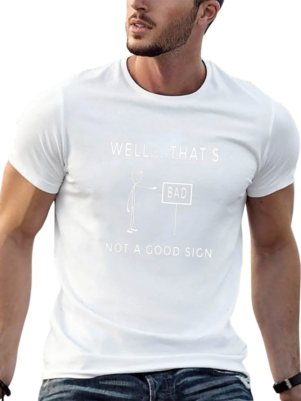 Funny Bad Sign Graphic Print T-Shirt