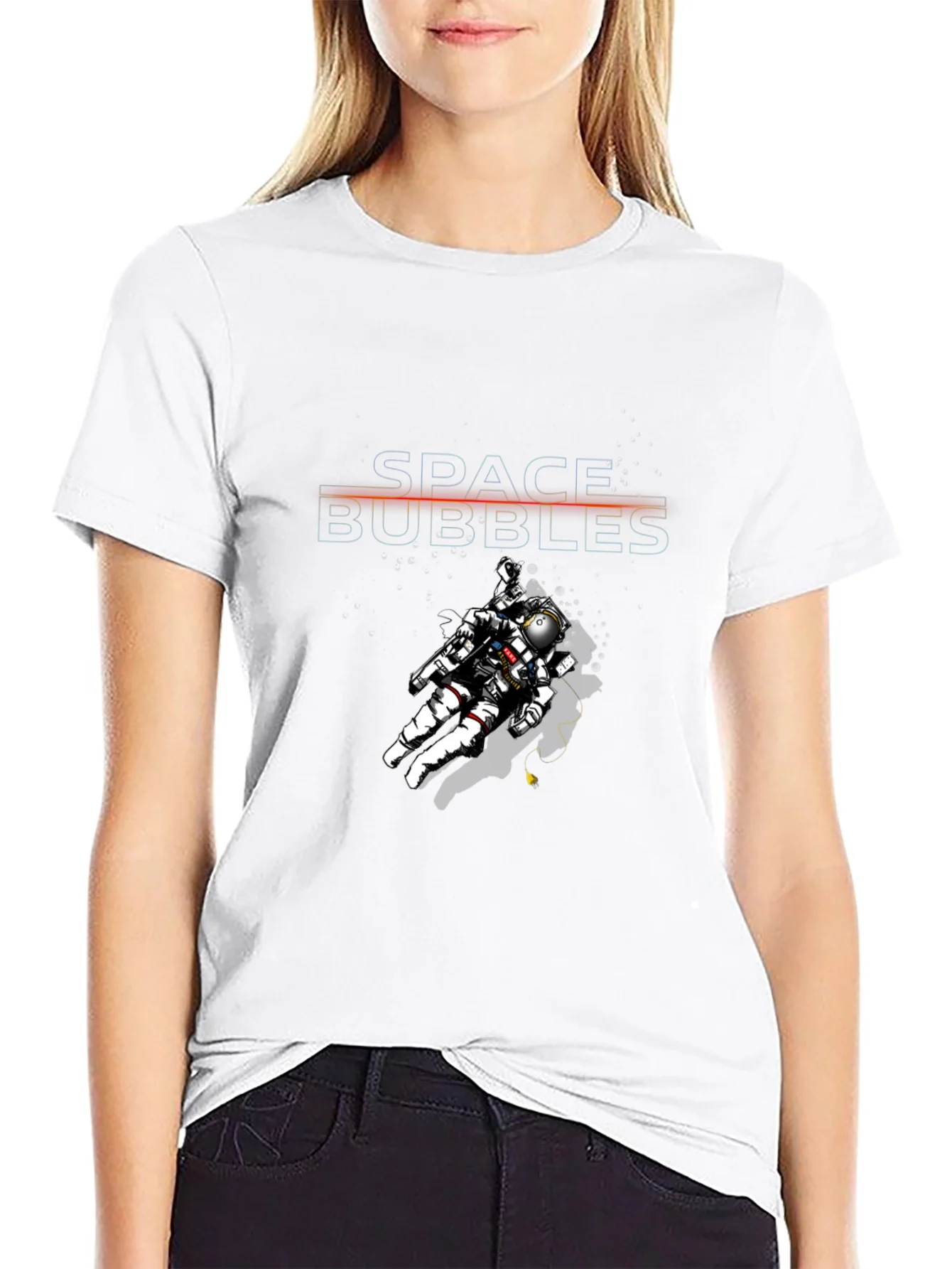 Space Bubbles Graphic T-Shirt - Unique Astronaut Design