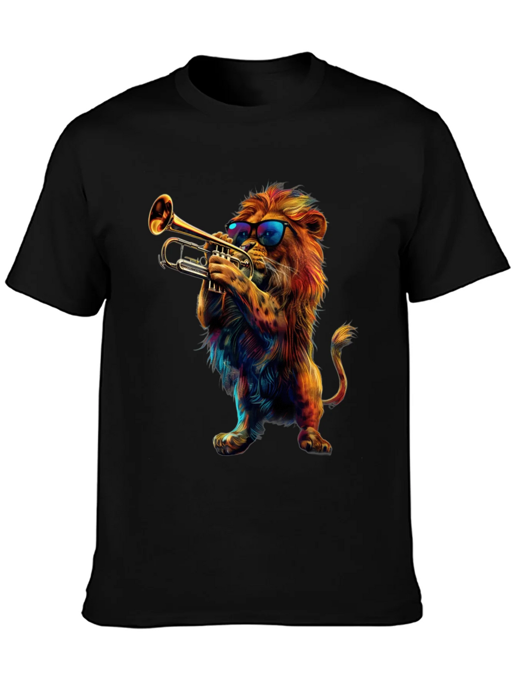 Cool Lion Trumpet Player Graphic T-Shirt
