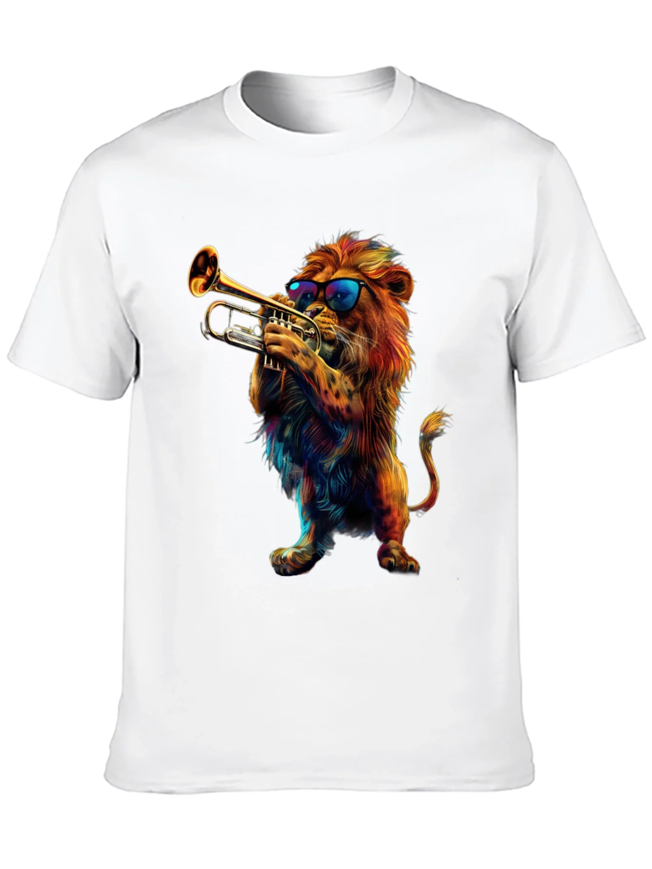 Cool Lion Trumpet Player Graphic T-Shirt