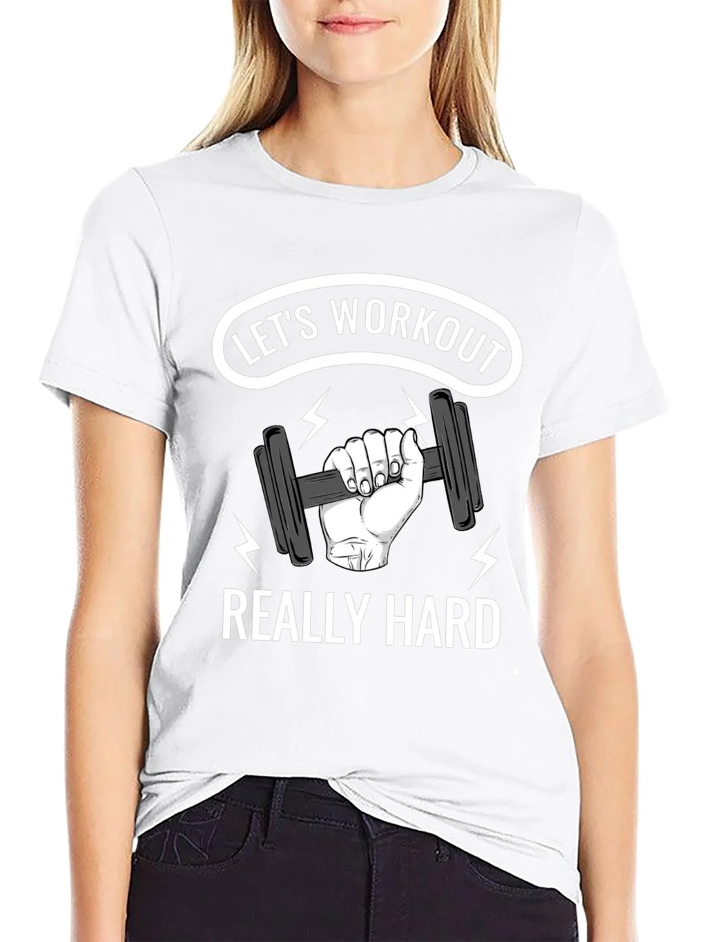 Lets Workout Really Hard Black Graphic T-Shirt