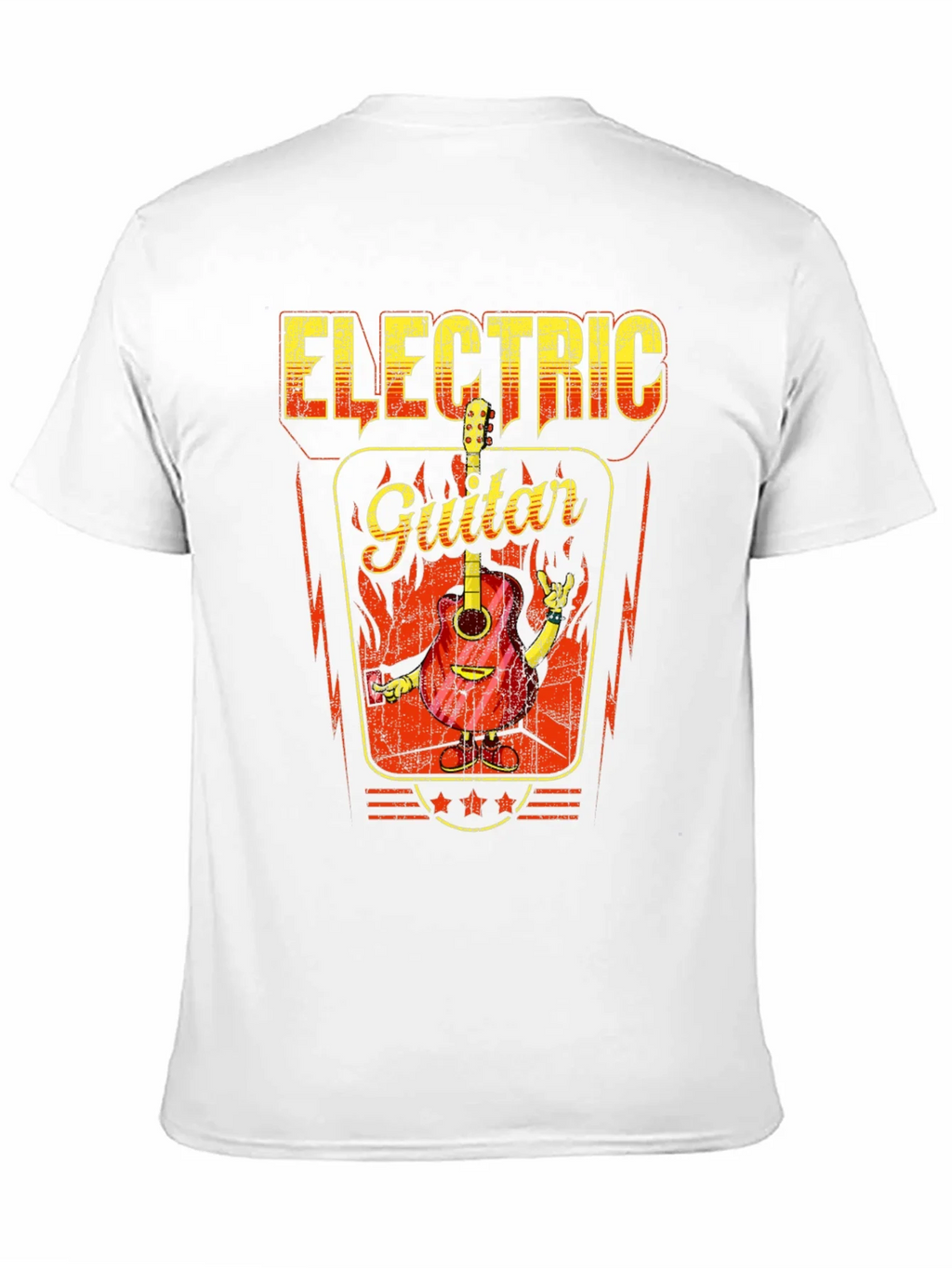 Electric Guitar Graphic Print Black T-Shirt