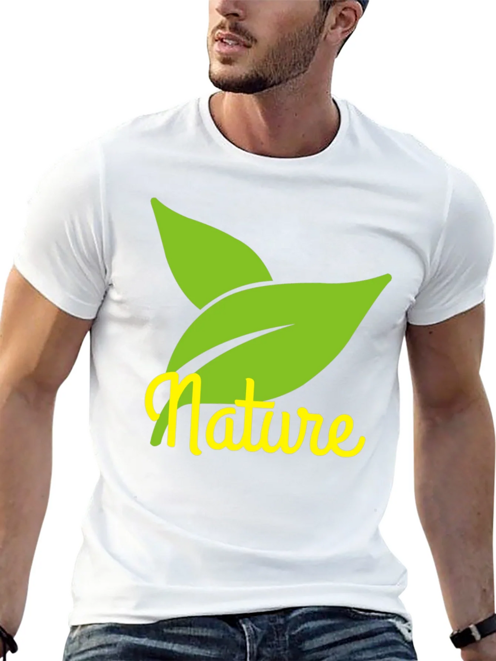 Nature Leaves Graphic Black T-Shirt