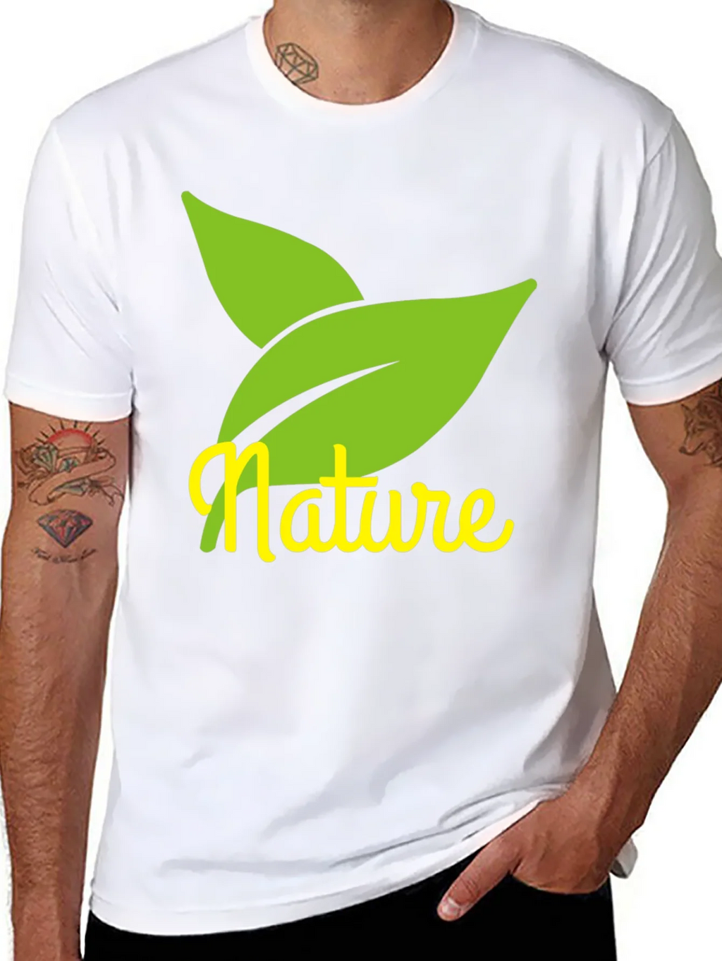Nature Leaves Graphic Black T-Shirt