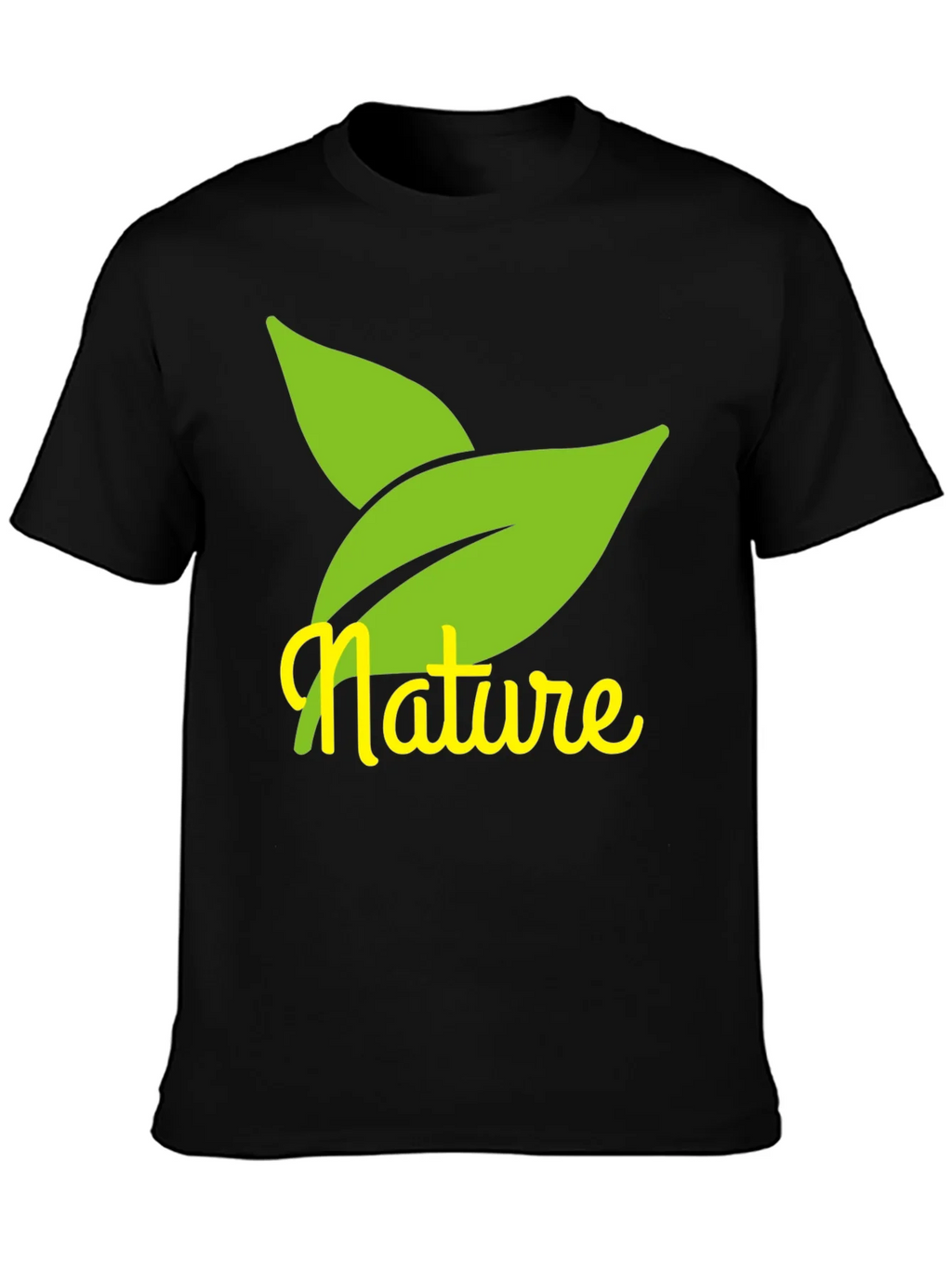 Nature Leaves Graphic Black T-Shirt