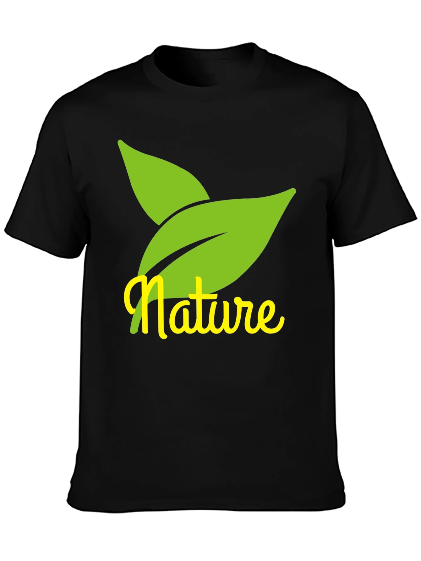 Nature Leaves Graphic Black T-Shirt