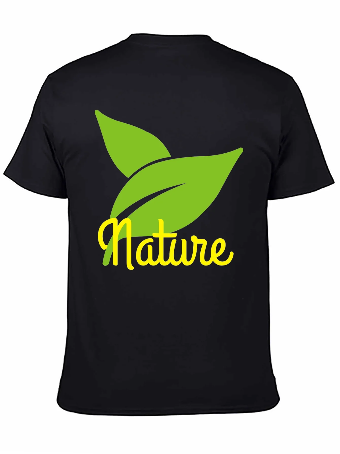 Nature Leaves Graphic Black T-Shirt