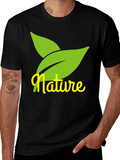 Nature Leaves Graphic Black T-Shirt