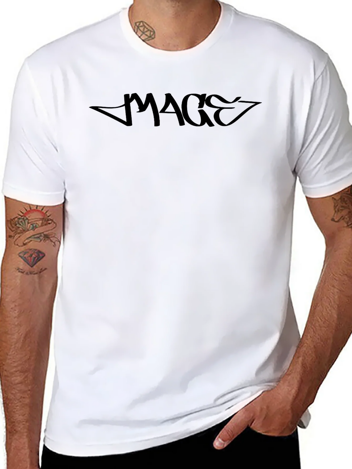 MAGE Black Graphic Tee - Casual Style