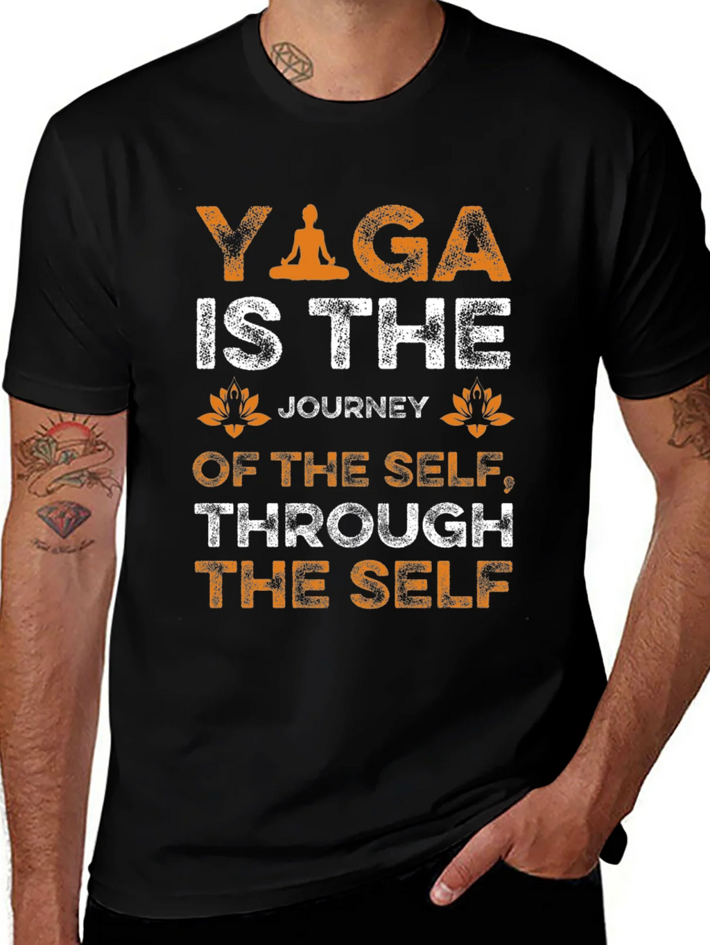 Yoga Journey T-Shirt - Self Through Self Black Tee