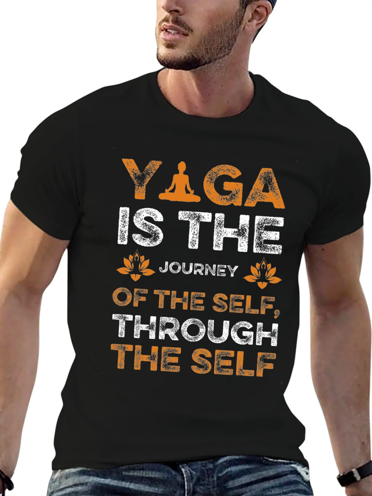 Yoga Journey T-Shirt - Self Through Self Black Tee