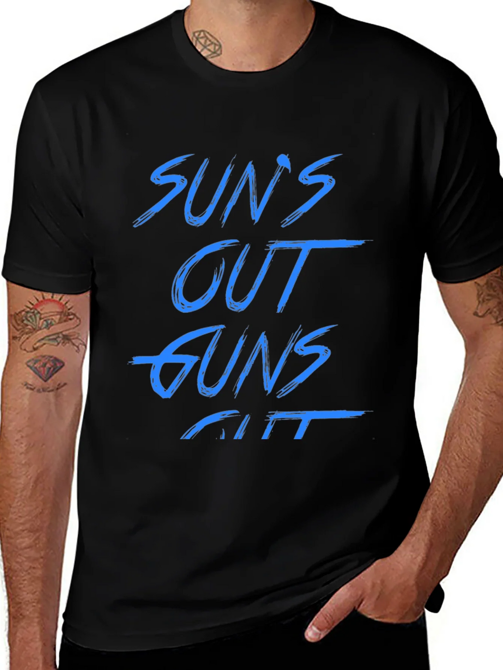 Suns Out Guns Out Black Graphic Tee