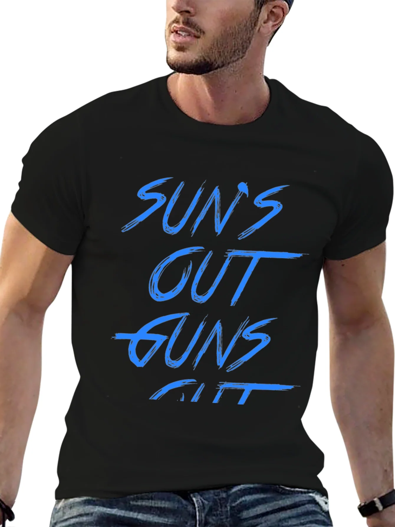 Suns Out Guns Out Black Graphic Tee