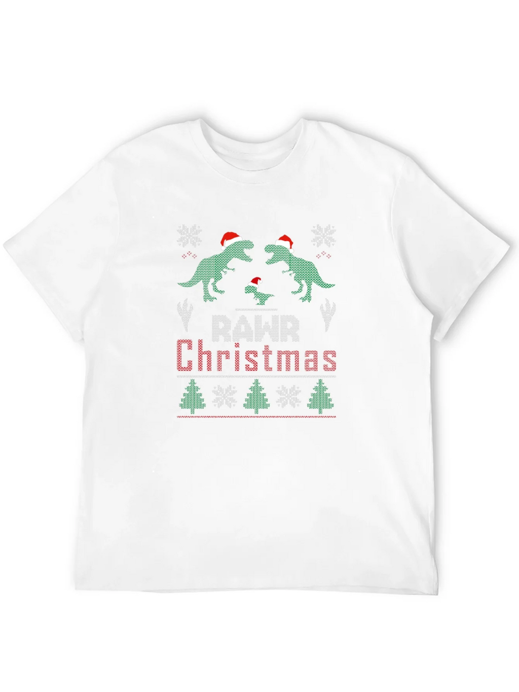 Rawr Christmas Dinosaur Ugly Sweater T-Shirt