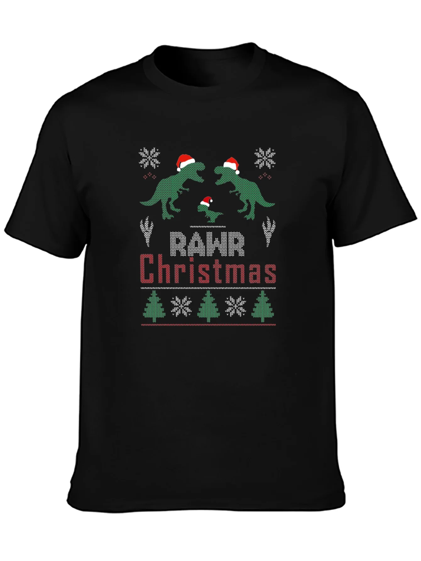 Rawr Christmas Dinosaur Ugly Sweater T-Shirt