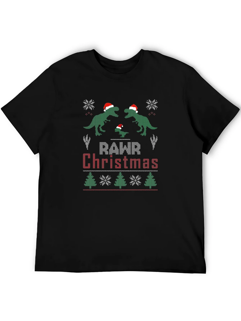 Rawr Christmas Dinosaur Ugly Sweater T-Shirt