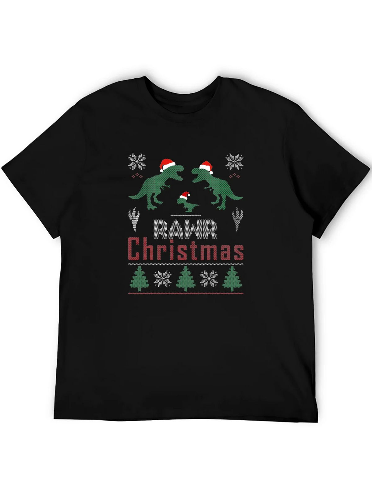 Rawr Christmas Dinosaur Ugly Sweater T-Shirt