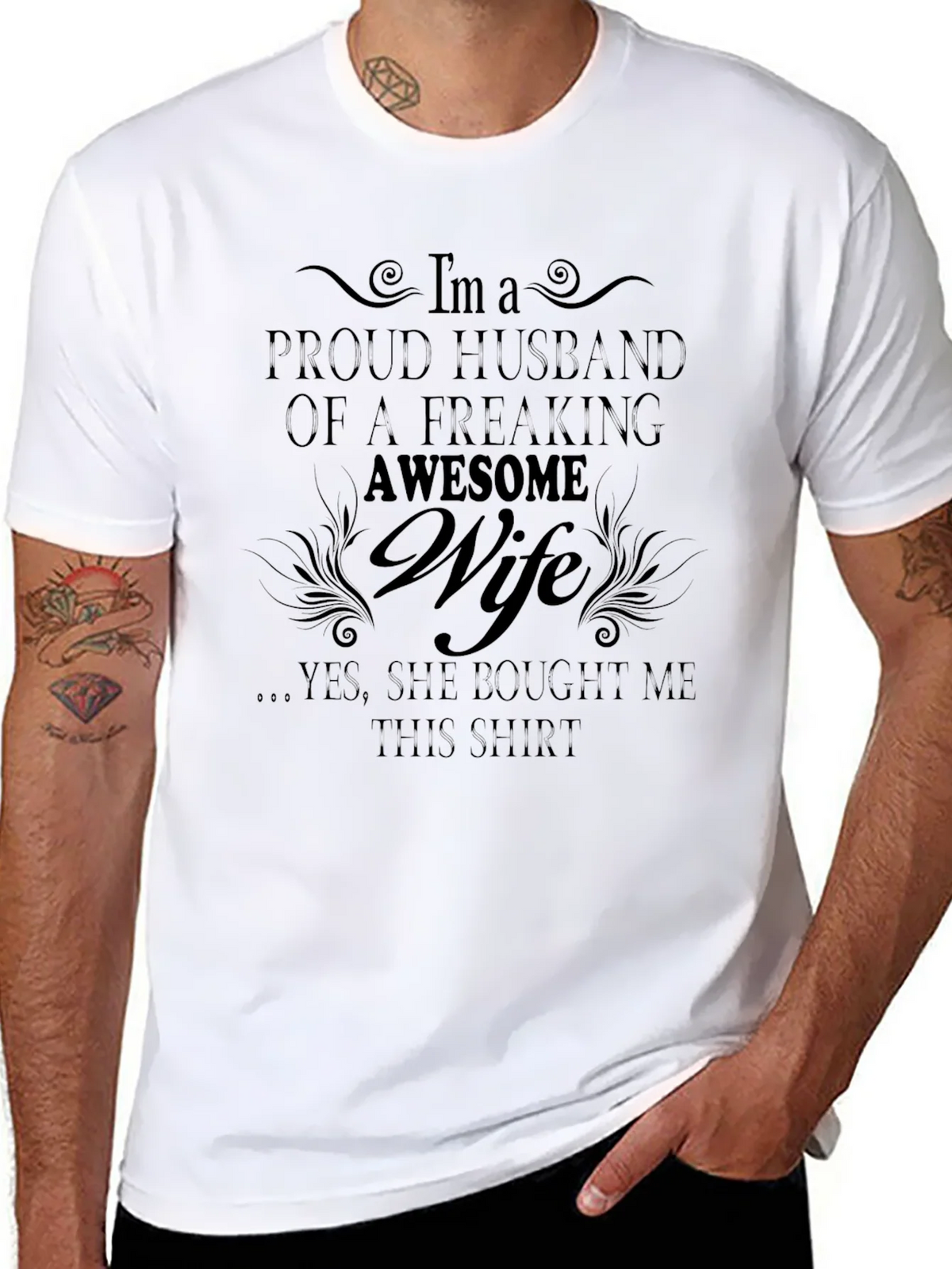 Proud Husband of Awesome Wife Graphic T-Shirt