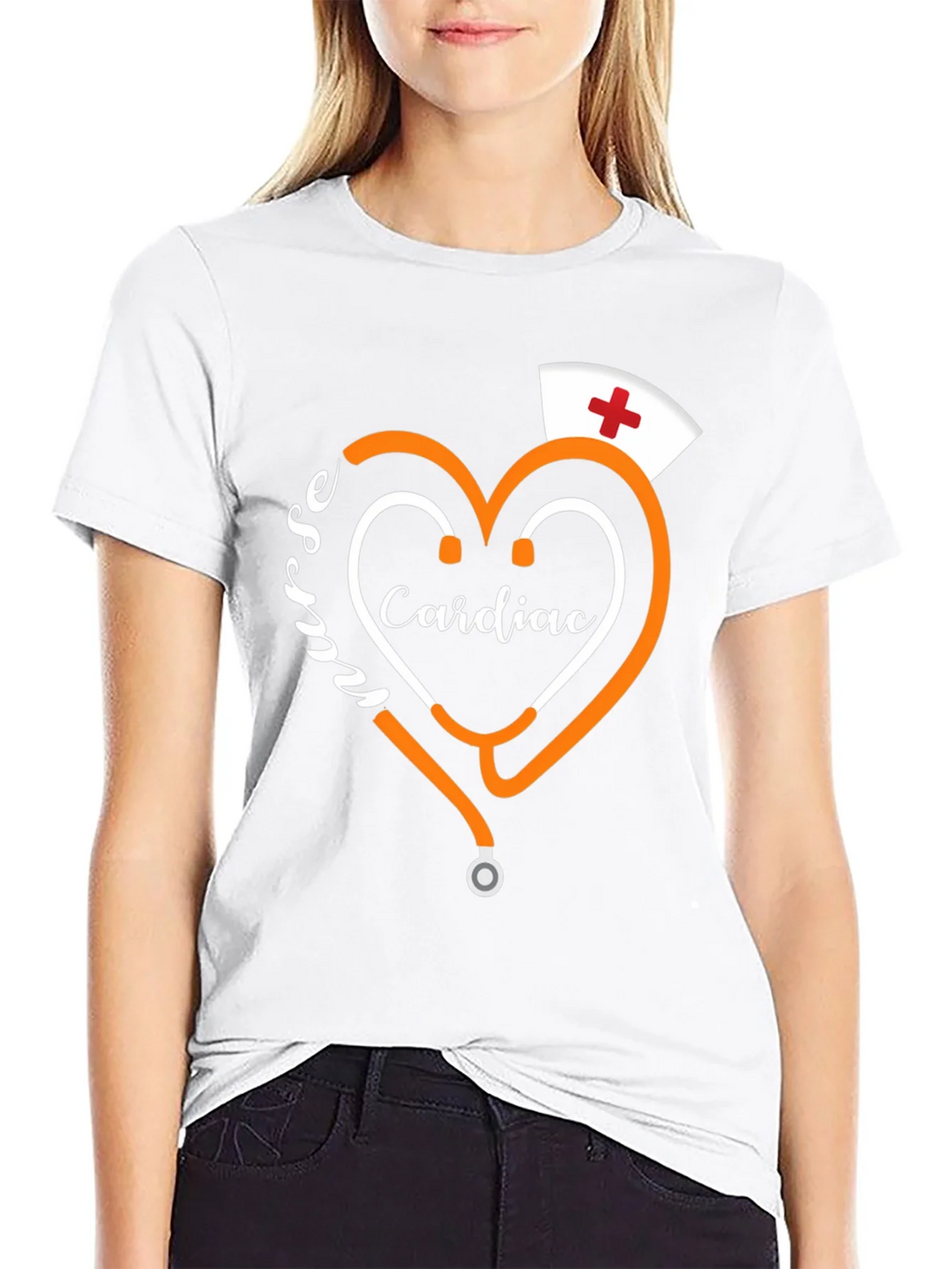 Cardiac Nurse T-Shirt - Heart Stethoscope Tee