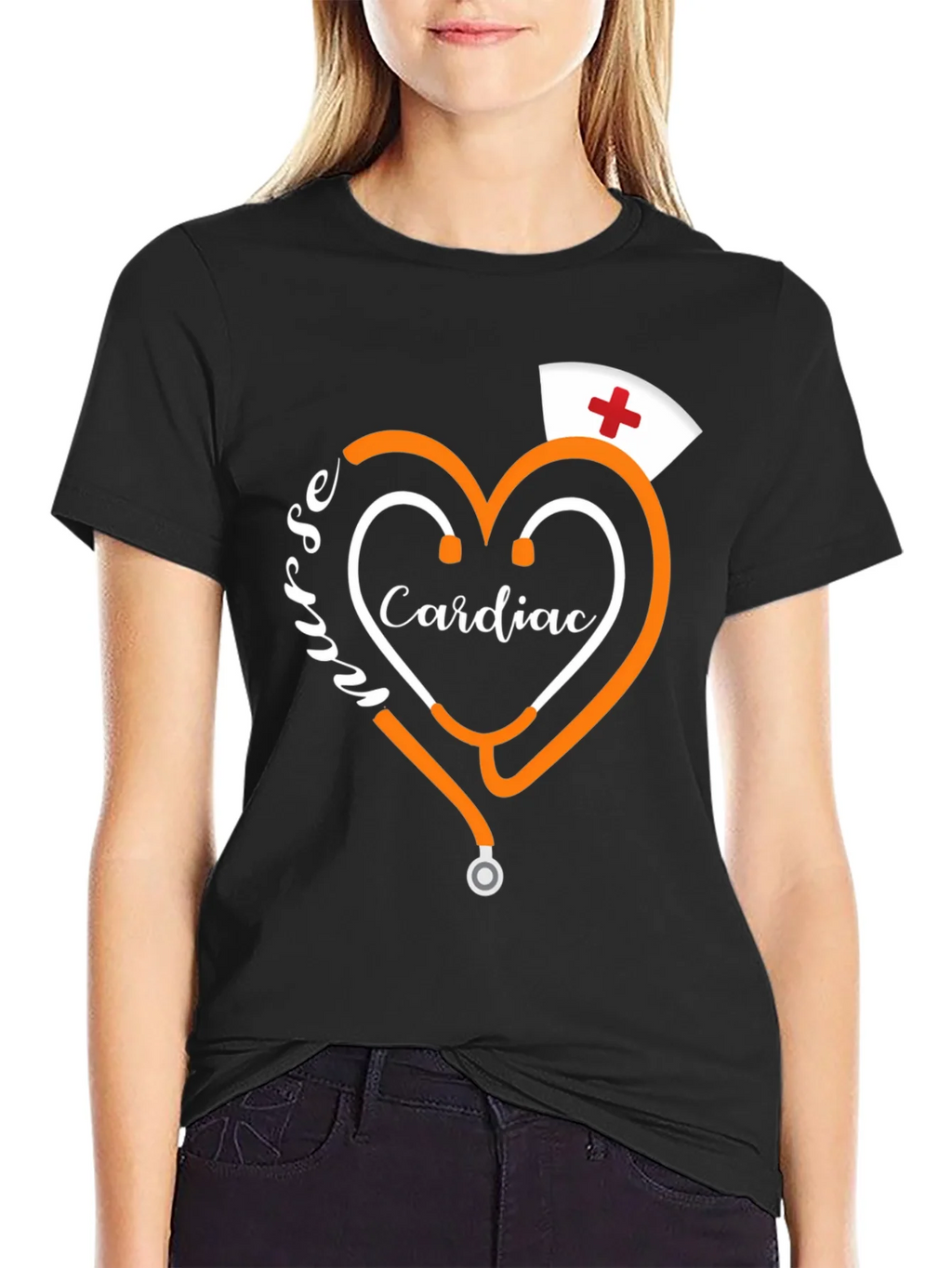 Cardiac Nurse T-Shirt - Heart Stethoscope Tee