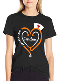 Cardiac Nurse T-Shirt - Heart Stethoscope Tee