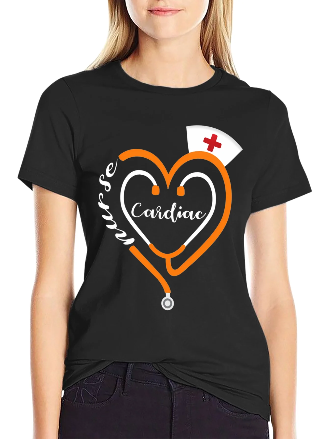 Cardiac Nurse T-Shirt - Heart Stethoscope Tee