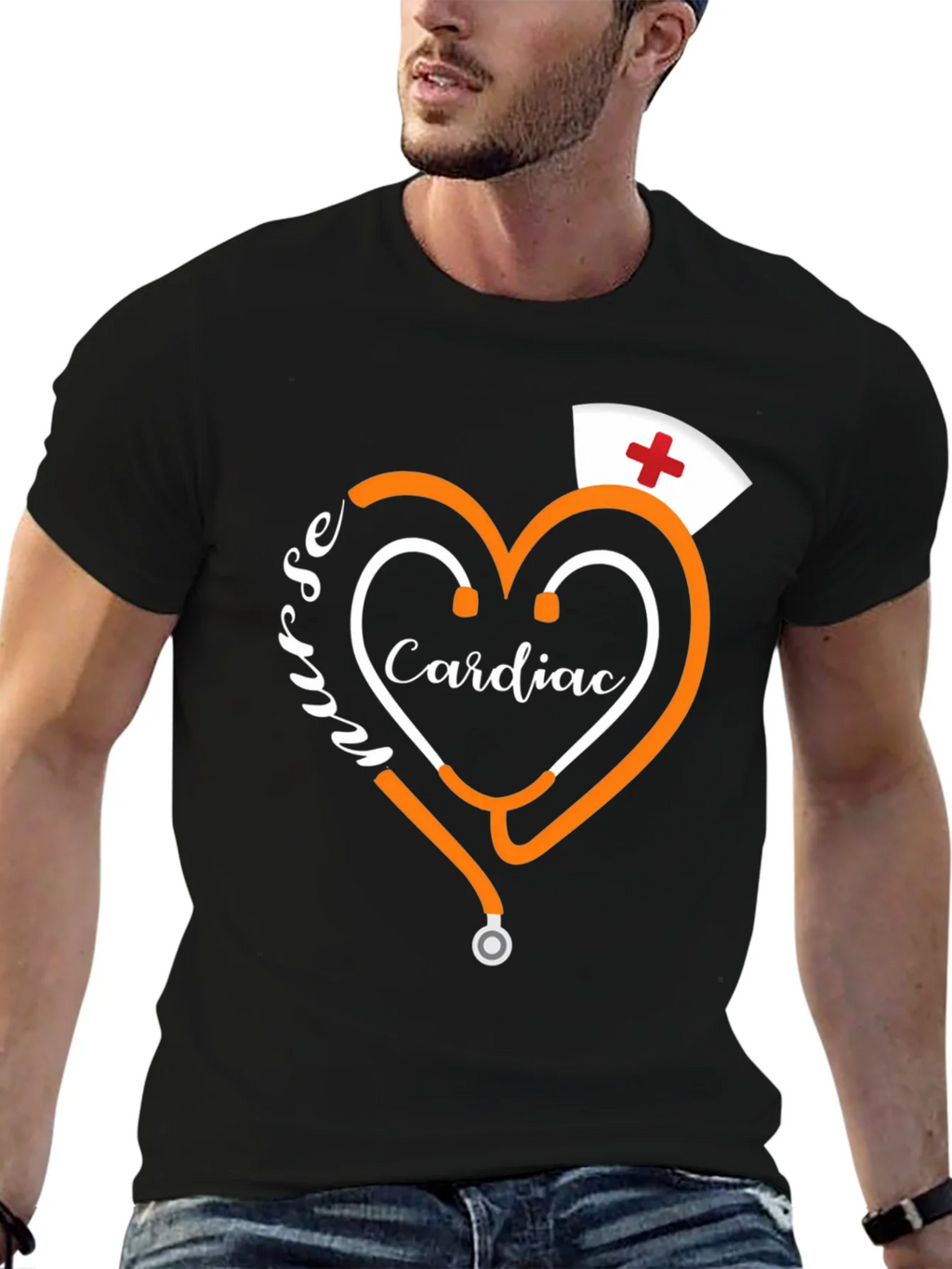 Cardiac Nurse T-Shirt - Heart Stethoscope Tee