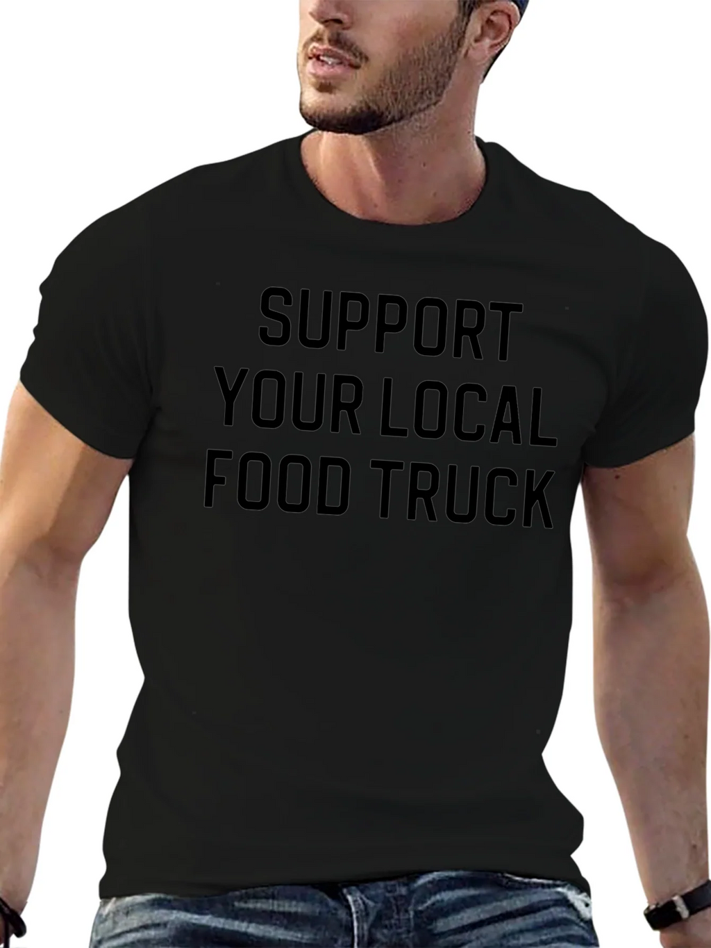 Support Local Food Truck Black Graphic Tee