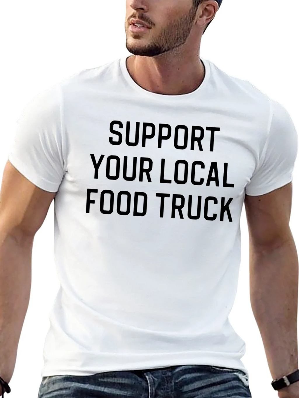 Support Local Food Truck Black Graphic Tee