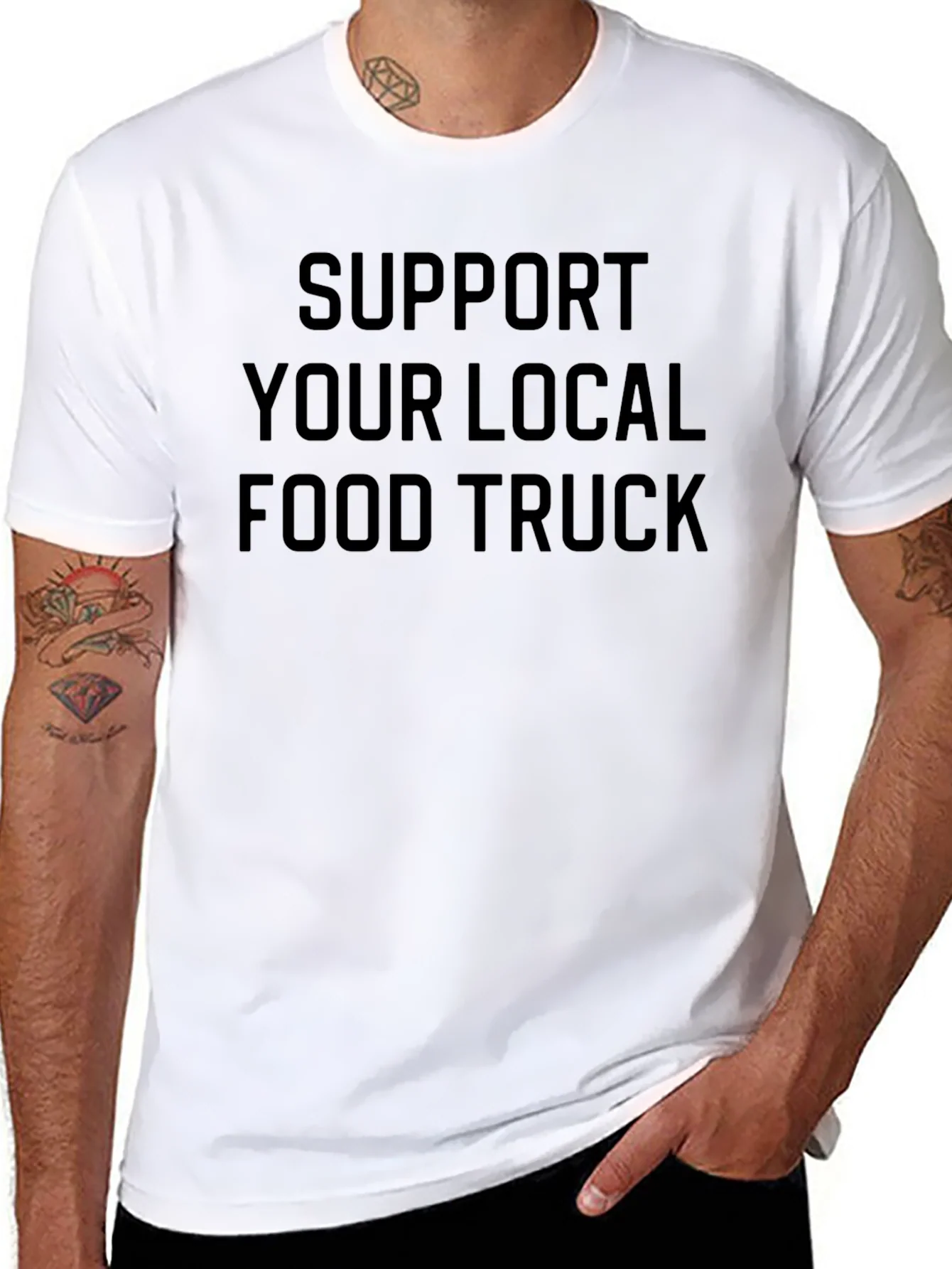 Support Local Food Truck Black Graphic Tee