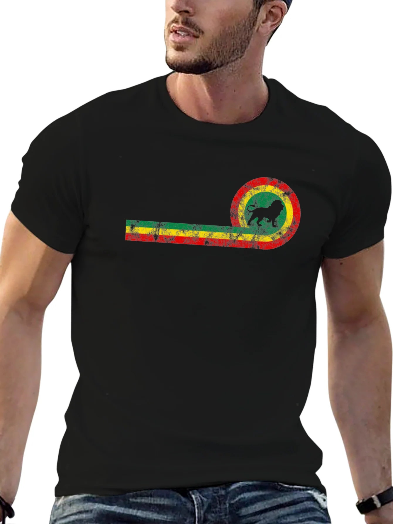 Rasta Lion Black T-Shirt - Reggae Style Tee
