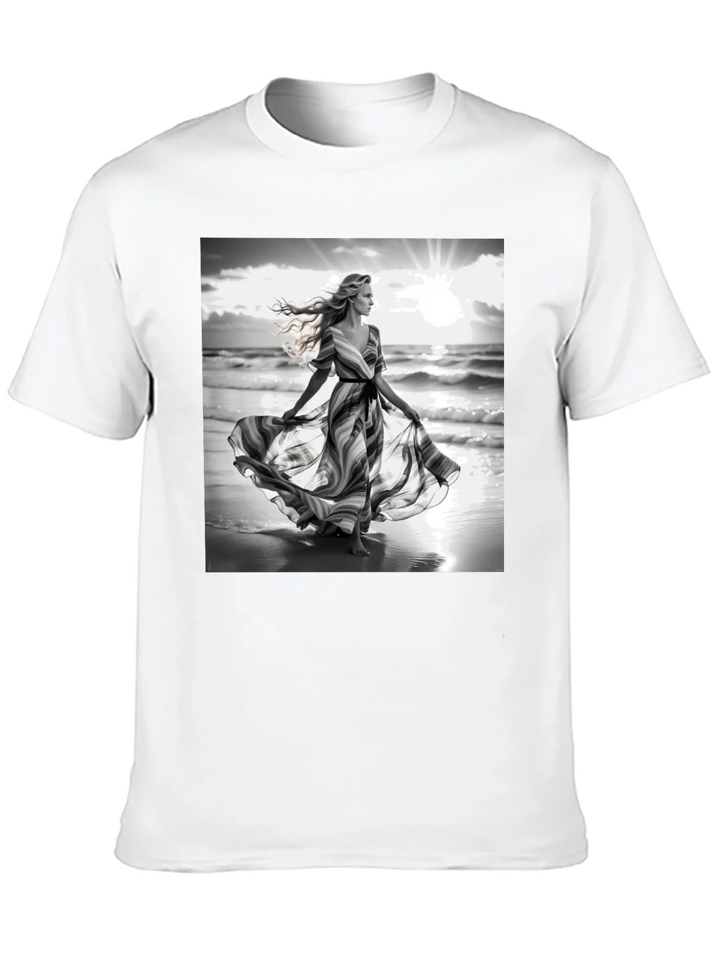 Elegant Woman on Beach T-Shirt